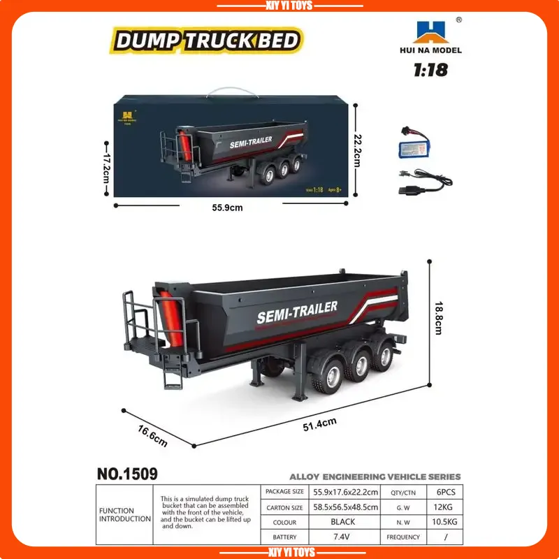 Dump Truck Toy - Huina 1/18 1509 RC Elektryczny Podnośnik
