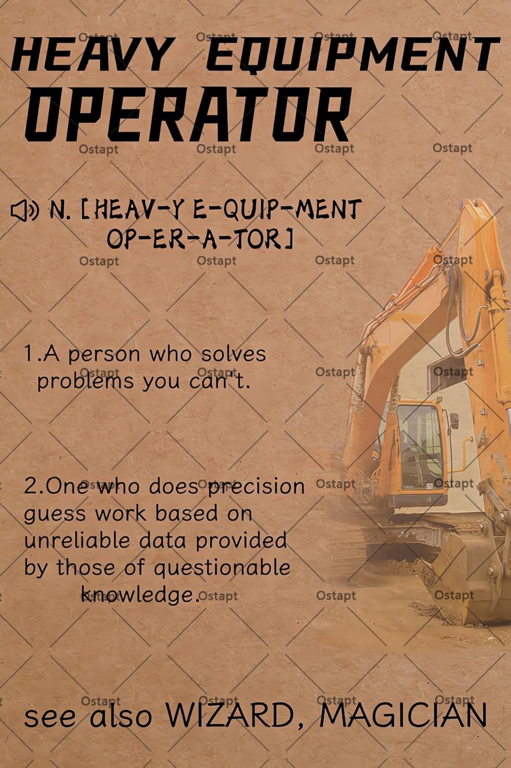 Heavy Equipment Sign - Zabawna blaszana tabliczka z menu operatora